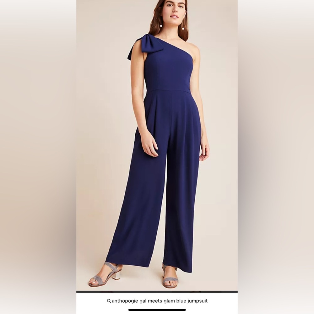 Gal Meets Glam Navy One-Shoulder Jumpsuit